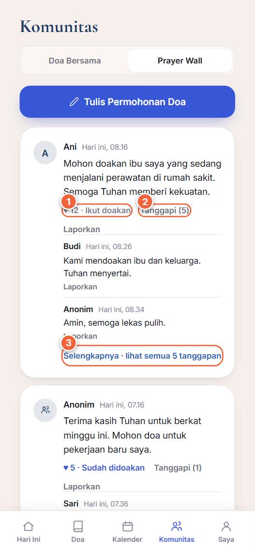 Kartu permohonan dengan tanggapan