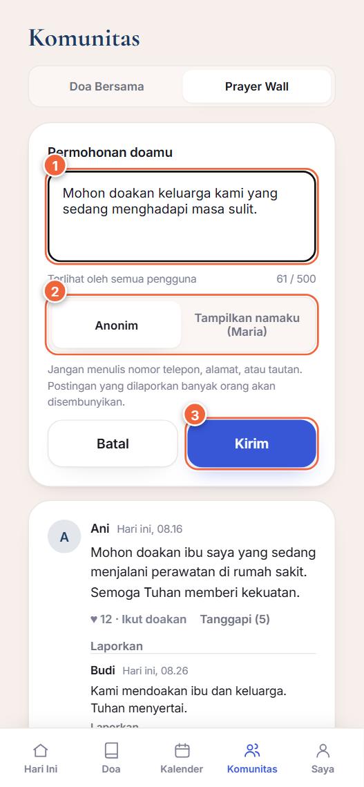 Menulis permohonan doa