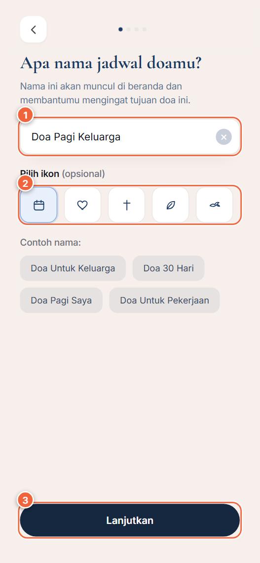 Langkah 1: nama jadwal