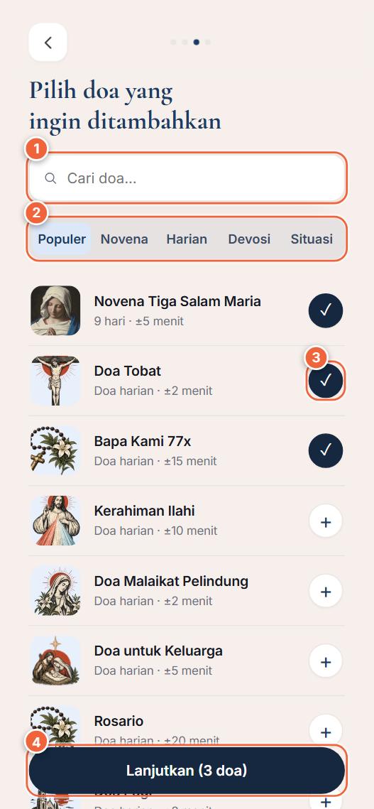 Langkah 3: pilih doa